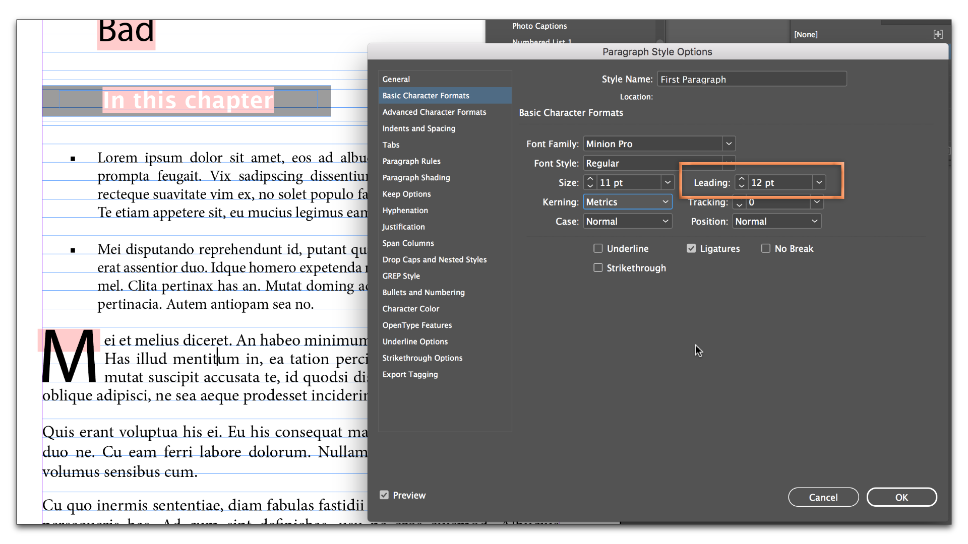 adobe indesign baseline grid